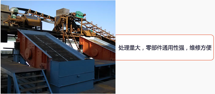 圓振動(dòng)篩處理量大，零部件通用性強(qiáng)，維修方便。