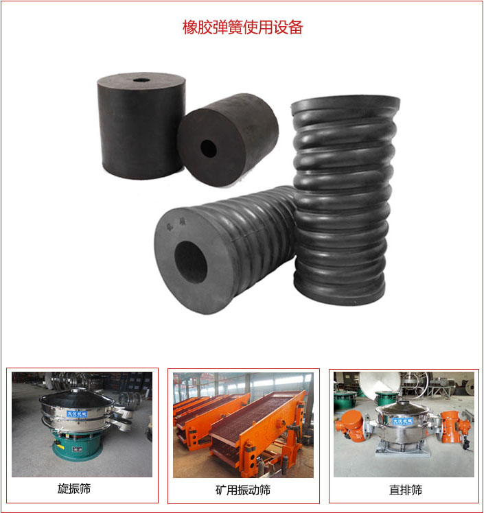 橡膠彈簧適用設備：旋振篩，礦用振動篩，直排篩等